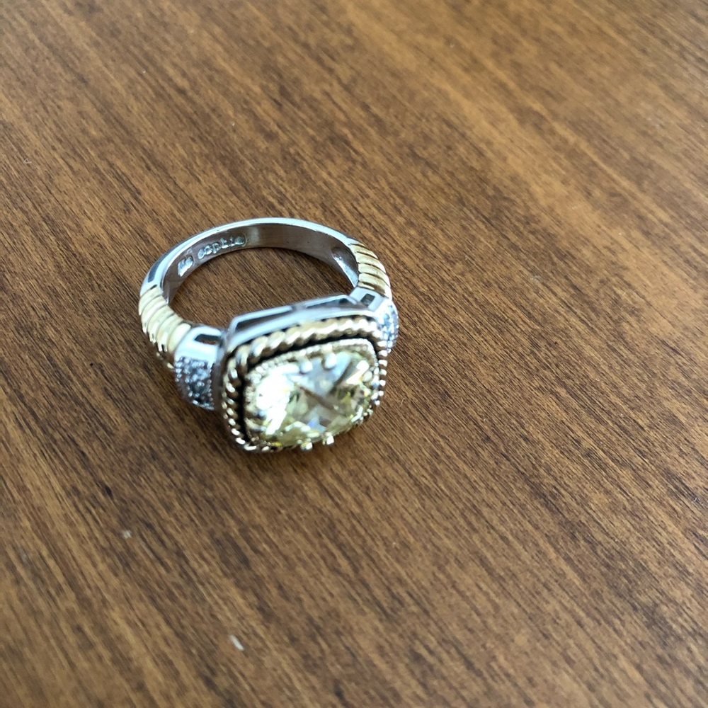 Lia Sophia mixed metal, yellow stone ring